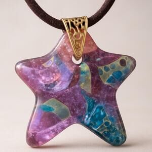 Purple Pendant Jewelry Star Fused Glass Necklace